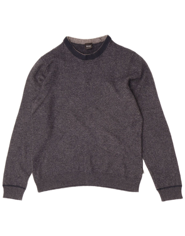 Suéter Hugo Boss Boys com gola redonda 13-14 anos XL listrado azul marinho