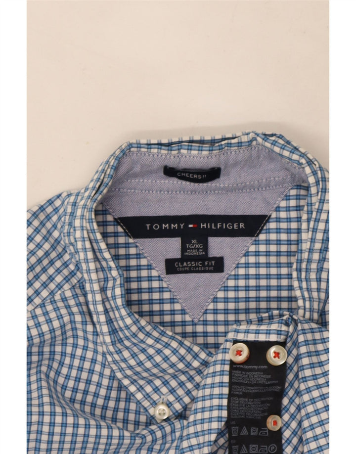 Camisa masculina Tommy Hilfiger Classic Fit XL azul algodão guingão