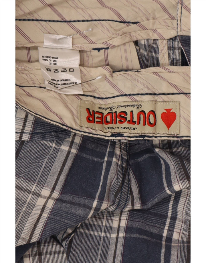 Shorts Chino Masculino Outsider W30 Algodão Xadrez Azul Médio