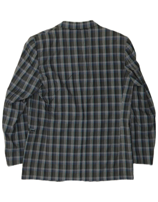 Jaqueta blazer masculina vintage com 2 botões UK 38 xadrez cinza médio