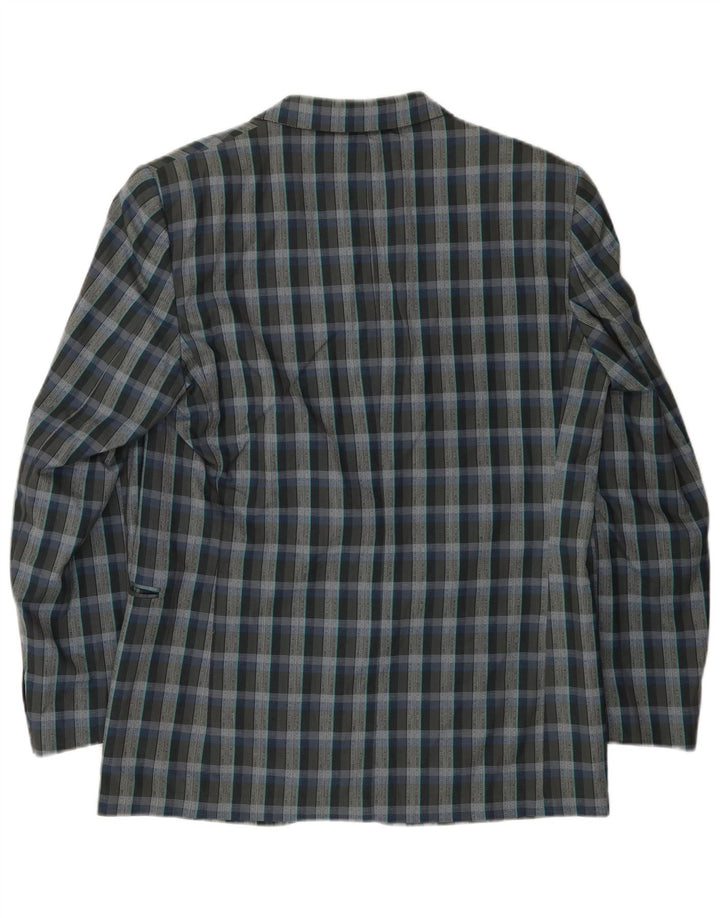 Jaqueta blazer masculina vintage com 2 botões UK 38 xadrez cinza médio