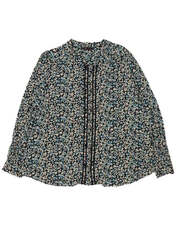 Blusa feminina de manga comprida Marks & Spencer UK 20 2XL azul floral