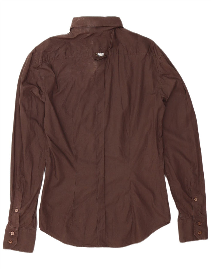 Camisa Just Cavalli Feminina UK 14 Algodão Marrom Médio