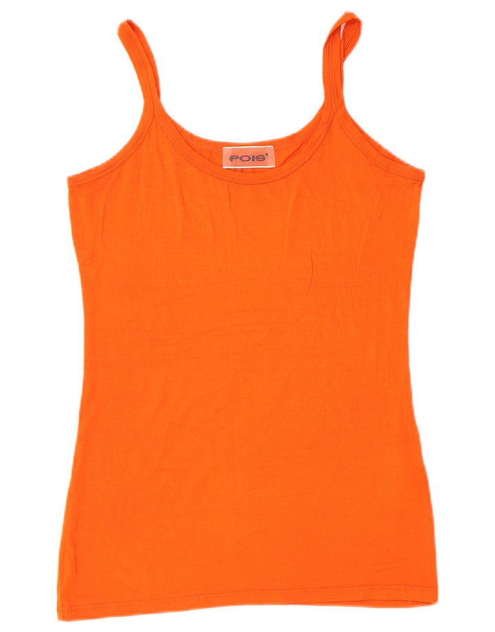 Cami Top Feminino Vintage Reino Unido 14 Grande Viscose Laranja