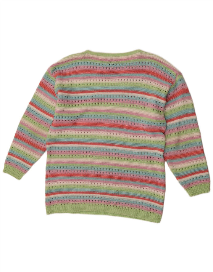 Suéter feminino Redok com gola canoa e listrado grande multicolorido Reino Unido 16