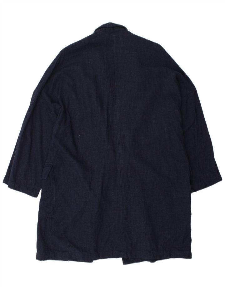 Sobretudo oversized feminino ZARA Reino Unido 16 grande viscose azul marinho