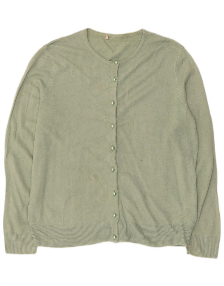 Suéter cardigã feminino Marks & Spencer Reino Unido 14 grande acrílico verde