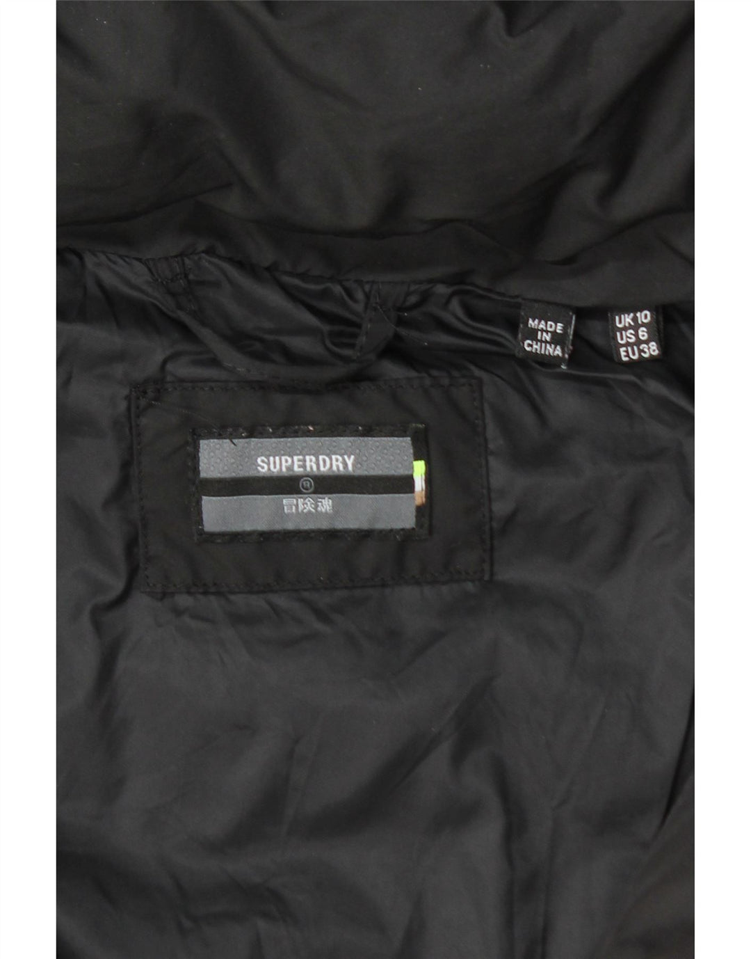 Casaco acolchoado com capuz feminino SUPERDRY UK 10 pequeno poliéster preto