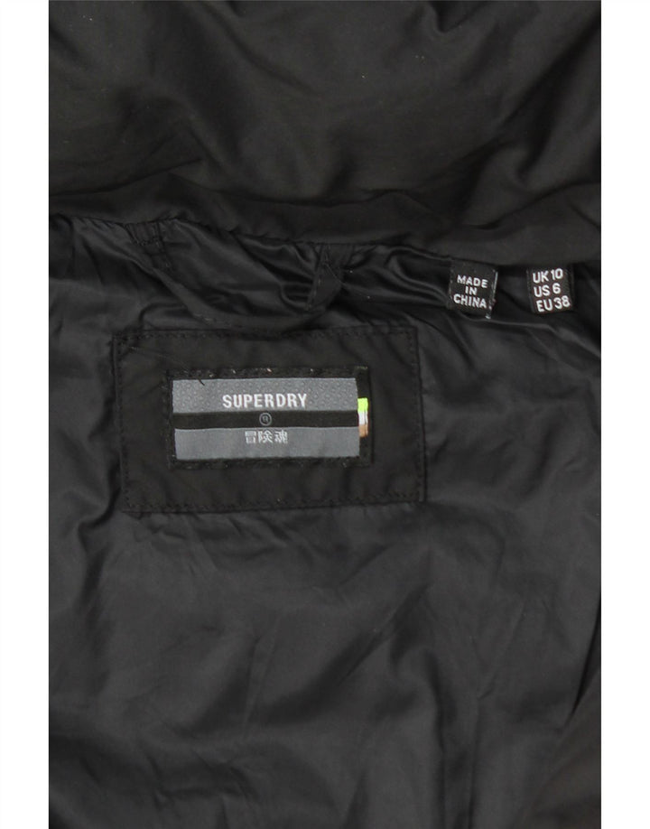 Casaco acolchoado com capuz feminino SUPERDRY UK 10 pequeno poliéster preto
