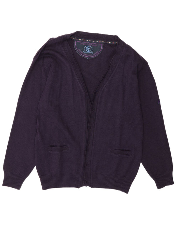 Suéter de cardigã aberto masculino vintage 3XL acrílico roxo
