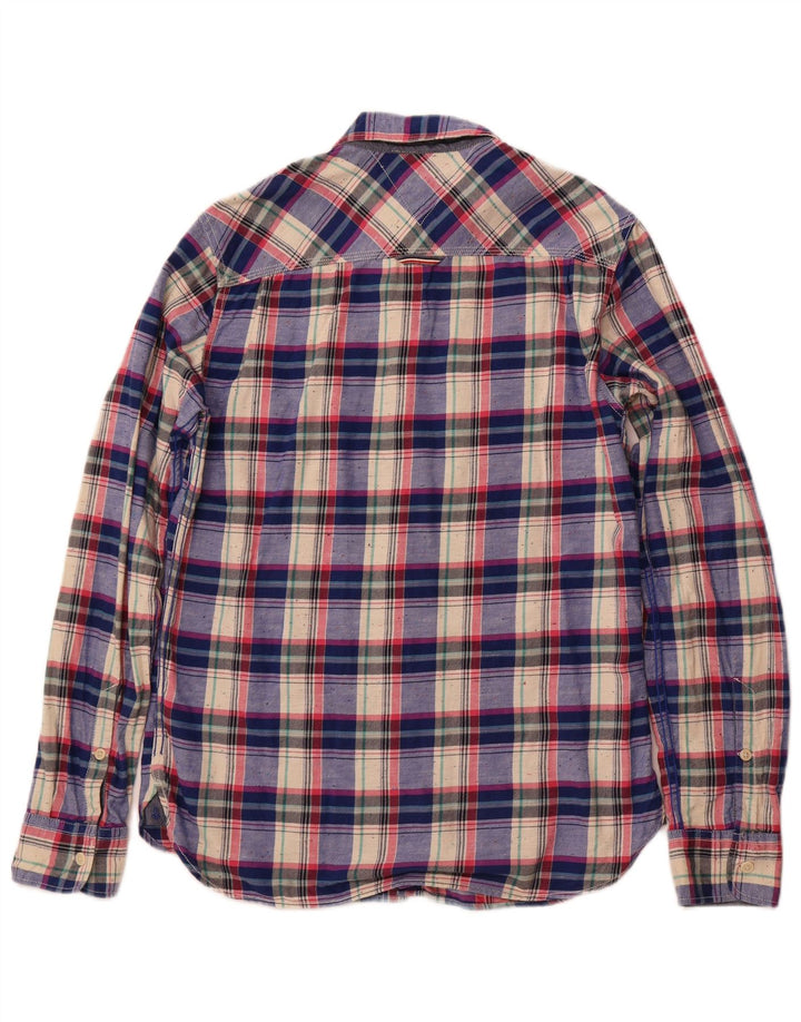 Camisa masculina de flanela TOMMY HILFIGER algodão xadrez azul médio