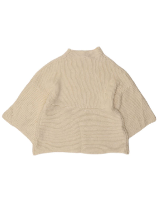 Suéter feminino Cooper com manga 3/4 e gola tartaruga Reino Unido 8 pequeno branco