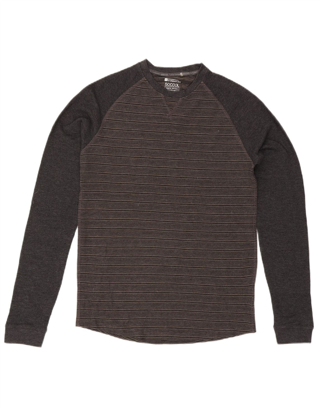Mountain Warehouse Mens Top Manga Longa Algodão Listrado Cinza Médio