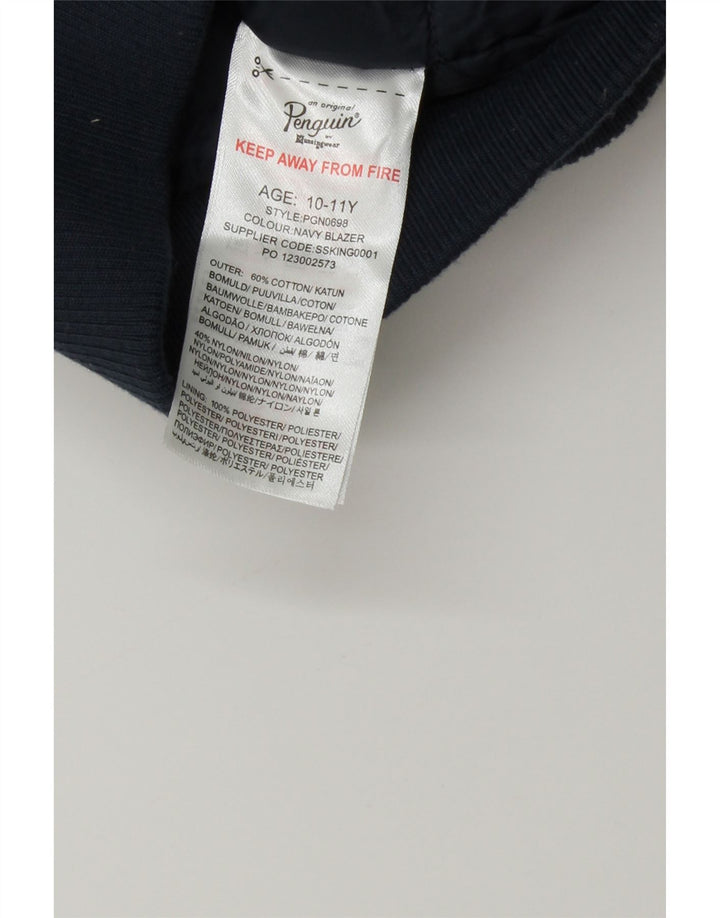 PENGUIN Boys Bomber Padded Jacket 10-11 Years Navy Blue Cotton Vintage Penguin and Second-Hand Penguin from Messina Hembry 