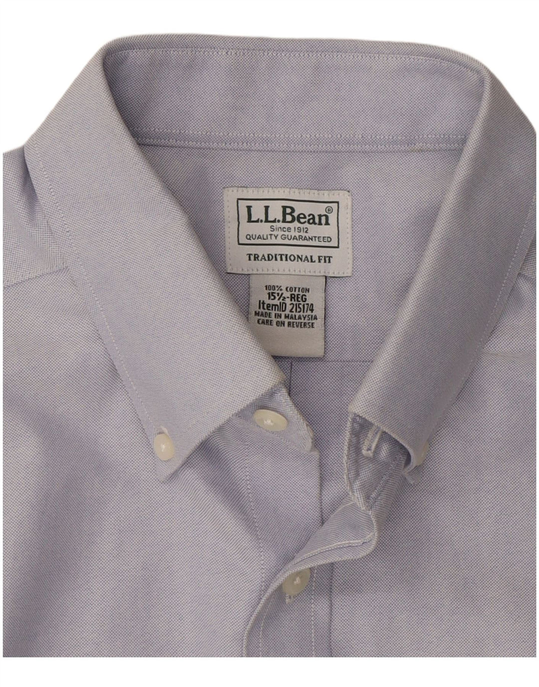 L.L.BEAN Camisa masculina de manga curta com ajuste tradicional tamanho 15 1/2 azul médio