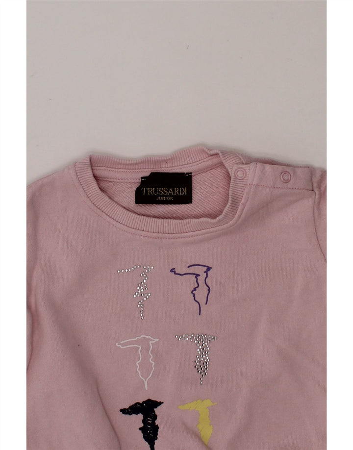TRUSSARDI JUNIOR Baby Girls Graphic Sweatshirt Jumper 0-3 Months Pink Vintage Trussardi Junior and Second-Hand Trussardi Junior from Messina Hembry 