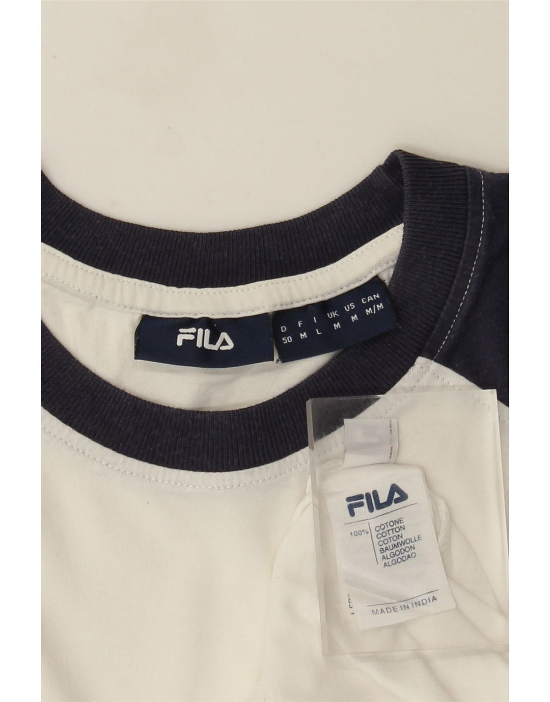 Camiseta masculina Fila Graphic Top médio branco colorblock algodão