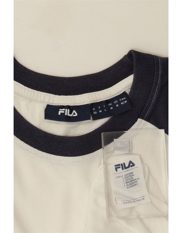 Camiseta masculina Fila Graphic Top médio branco colorblock algodão