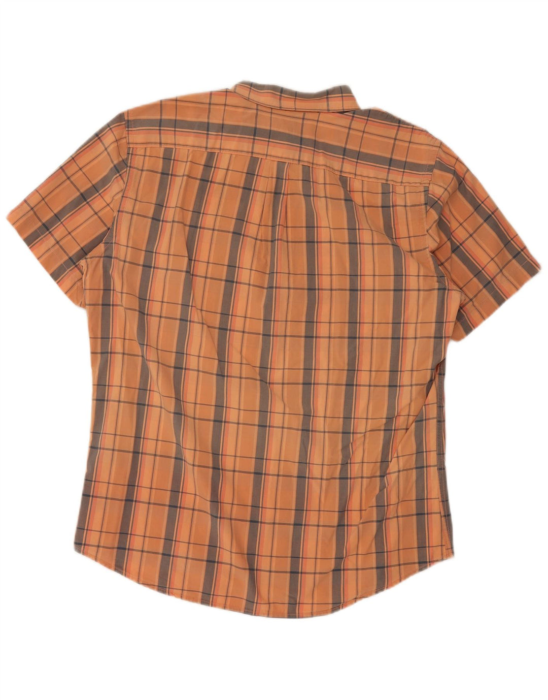 GAP Camisa masculina clássica de manga curta grande algodão xadrez laranja