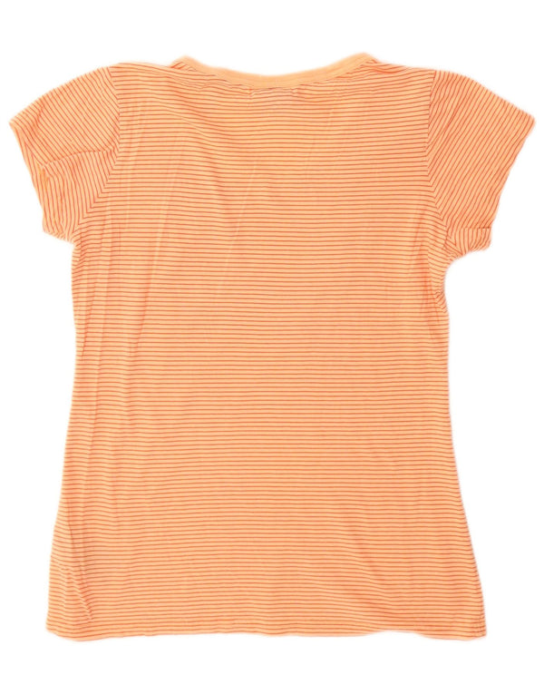 Camiseta feminina G-Star UK 12 algodão listrado laranja médio