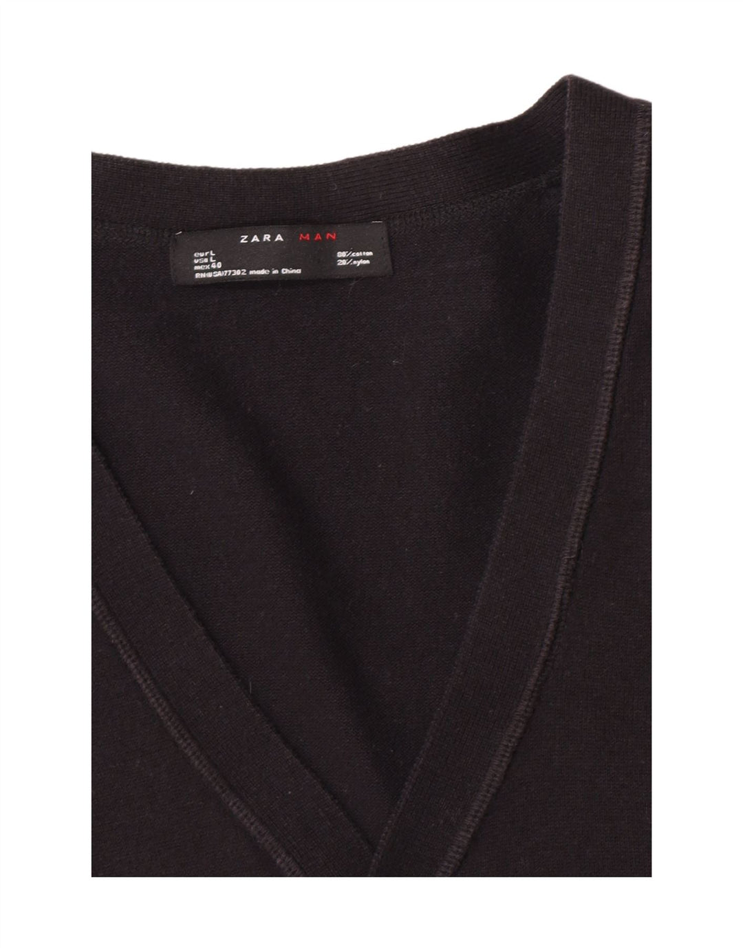 Suéter cardigã masculino Zara grande algodão preto