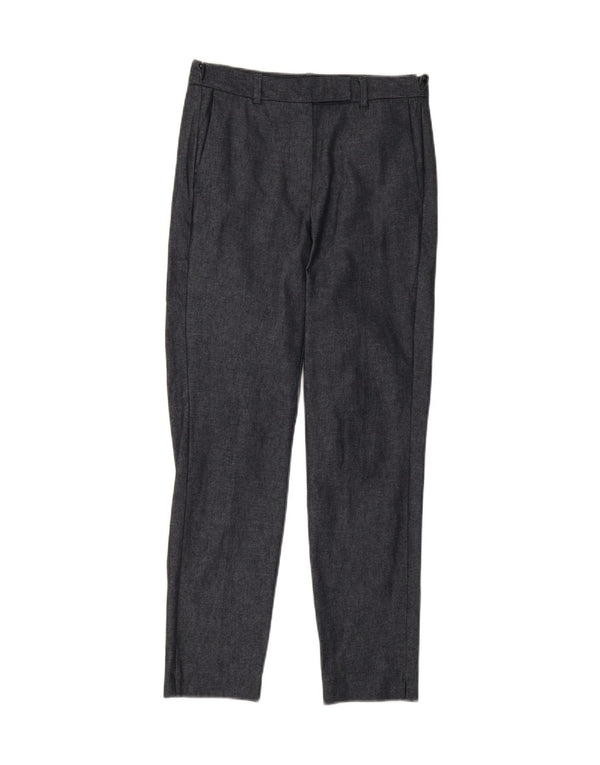 Calça feminina de terno reto Marks & Spencer UK 8 pequena W26 L28 azul marinho