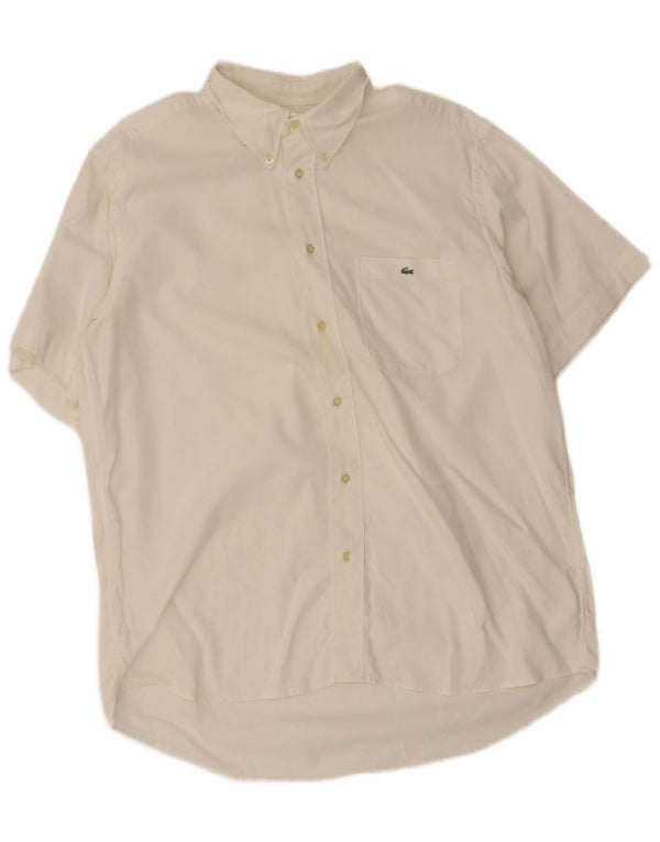Lacoste camisa masculina de manga curta tamanho 42 grande algodão branco