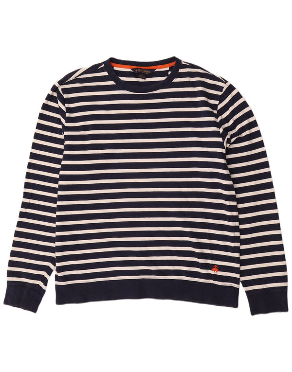 Brooks Brothers moletom masculino jumper grande algodão listrado azul marinho