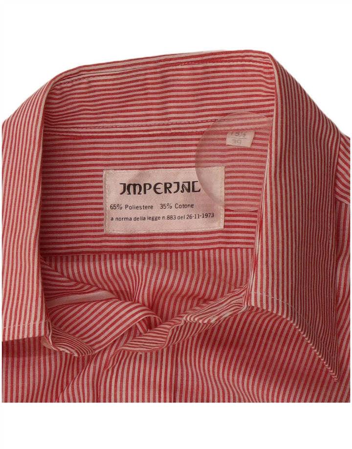 Camisa imperial masculina tamanho 39 15 1/2 poliéster listrado vermelho médio