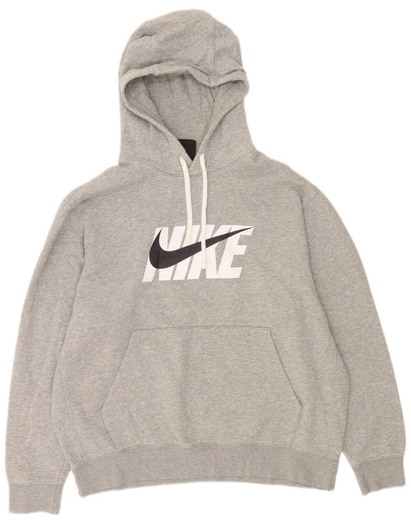 Nike masculino gráfico moletom com capuz XL cinza manchado de algodão