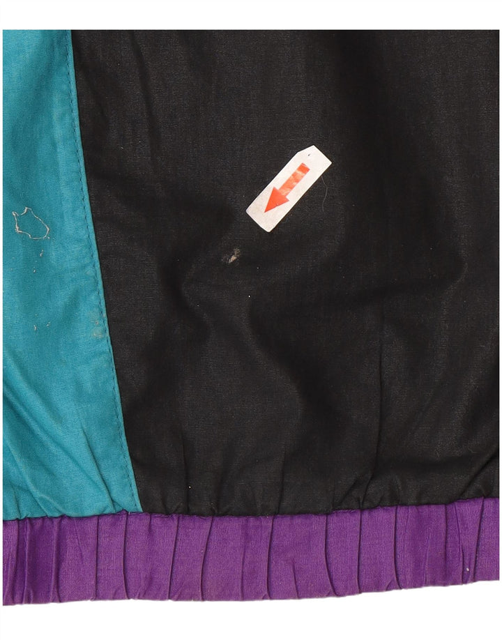 Fato de treino feminino vintage gráfico completo UK 20 2XL preto colorblock poliéster