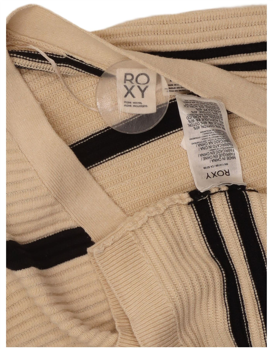Suéter cardigã feminino oversized com palangre ROXY UK 10 pequeno off white