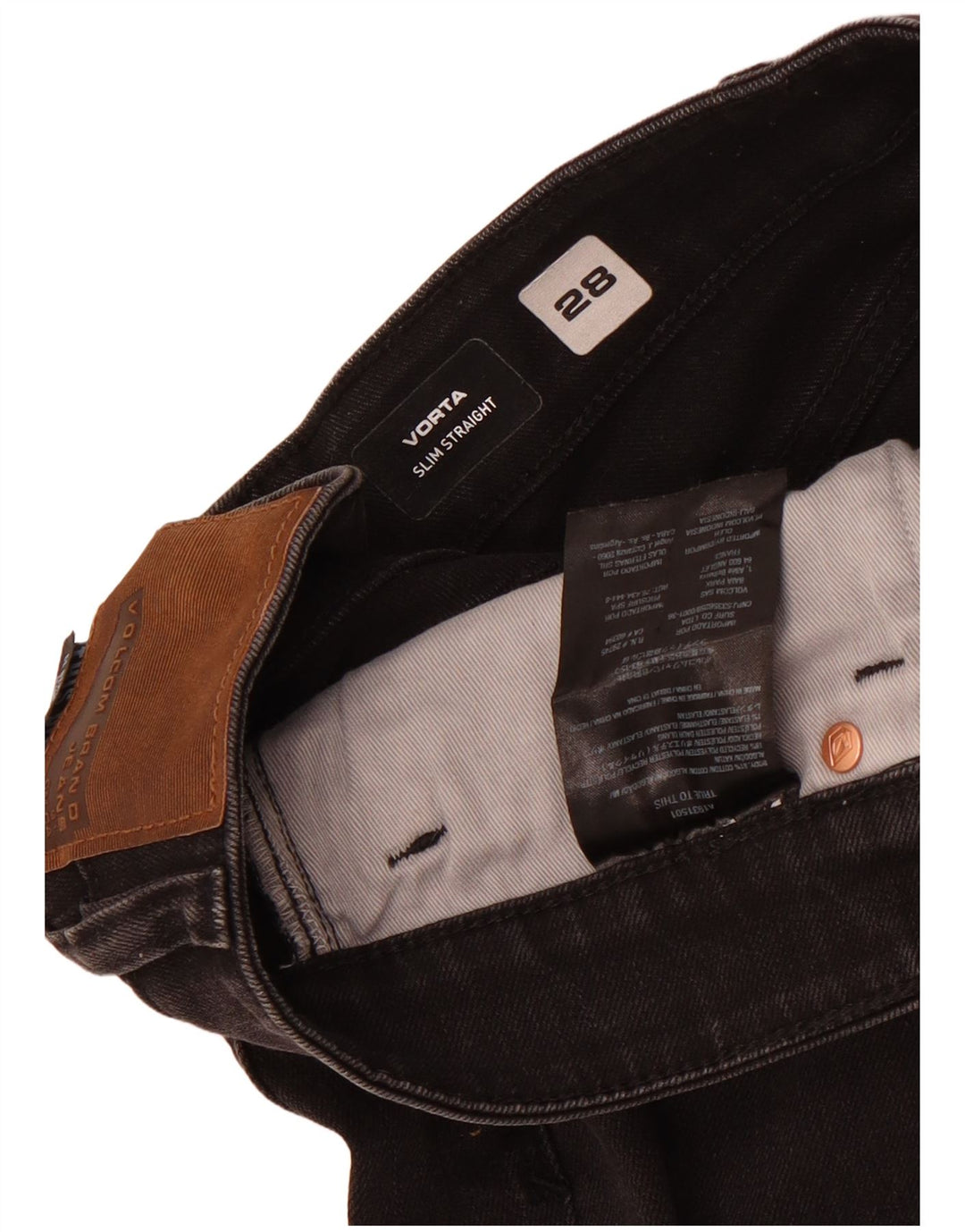 Volcom Masculino Vorta Slim Straight Jeans W28 L31 Algodão Preto
