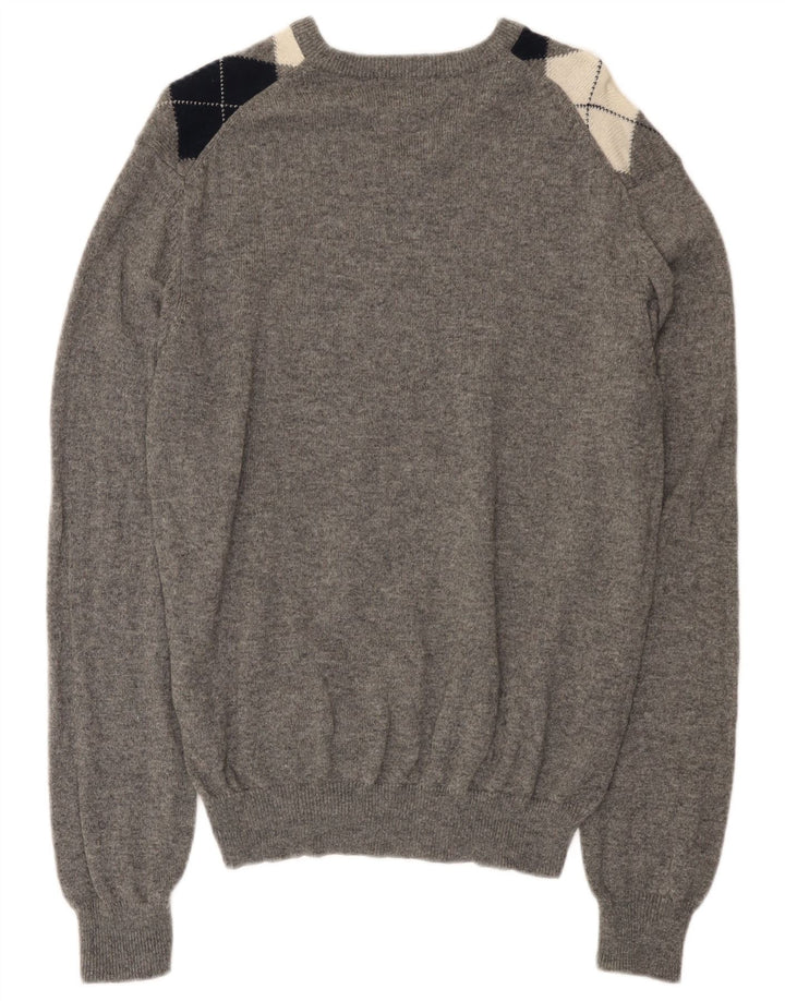 Suéter masculino Marks & Spencer Blue Harbor com decote em V cinza médio