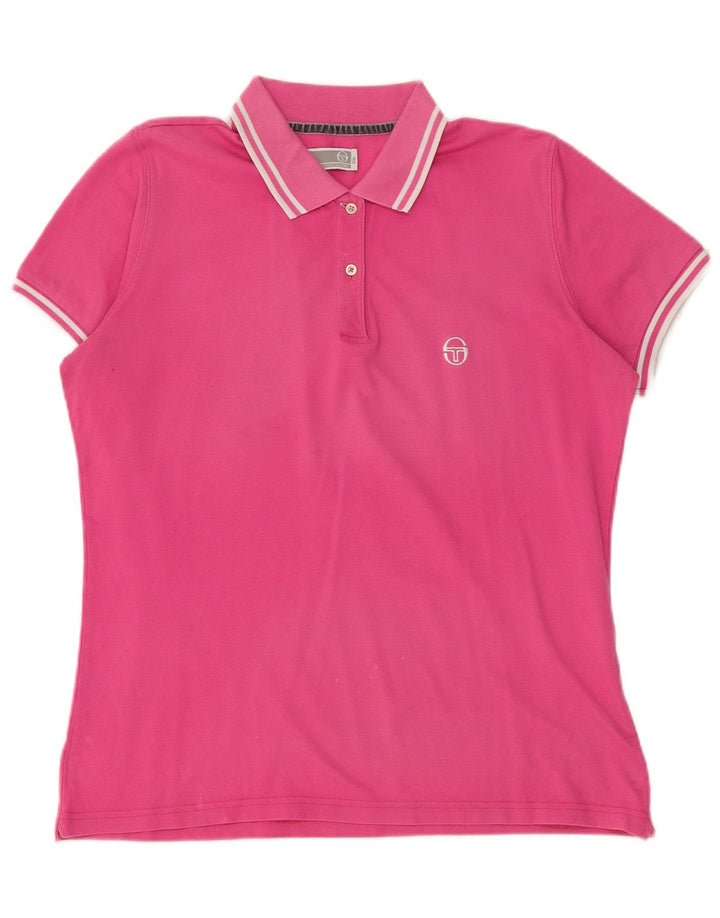 Camisa pólo feminina SERGIO TACCHINI UK 20 2XL algodão rosa