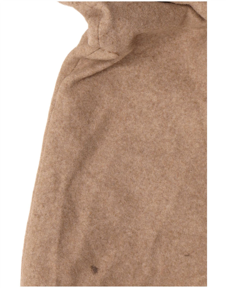 Casaco feminino oversized com peito duplo Zara Reino Unido 16 poliéster bege médio