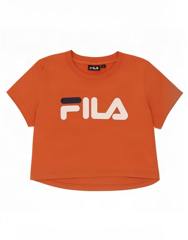 Camiseta feminina Fila Crop Graphic UK 14 grande algodão laranja