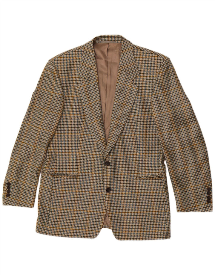 Jaqueta Blazer Masculina Ermenegildo Zegna EU 50 Médio Cáqui Houndstooth