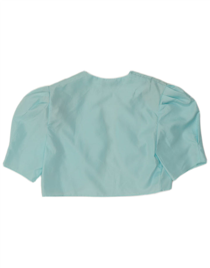 Bolero feminino vintage UK 12 poliéster azul médio