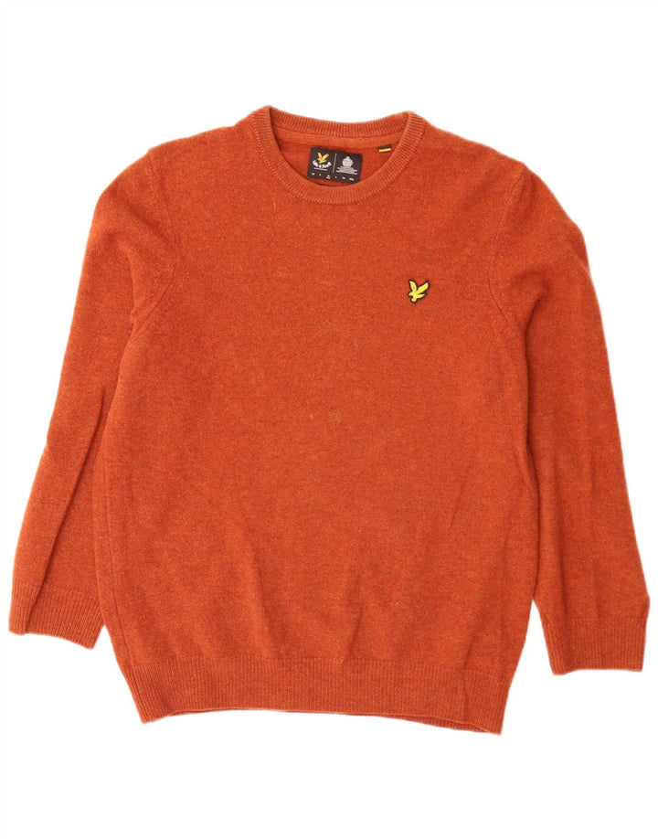 Suéter masculino Lyle & Scott com ajuste solto e gola redonda, laranja médio