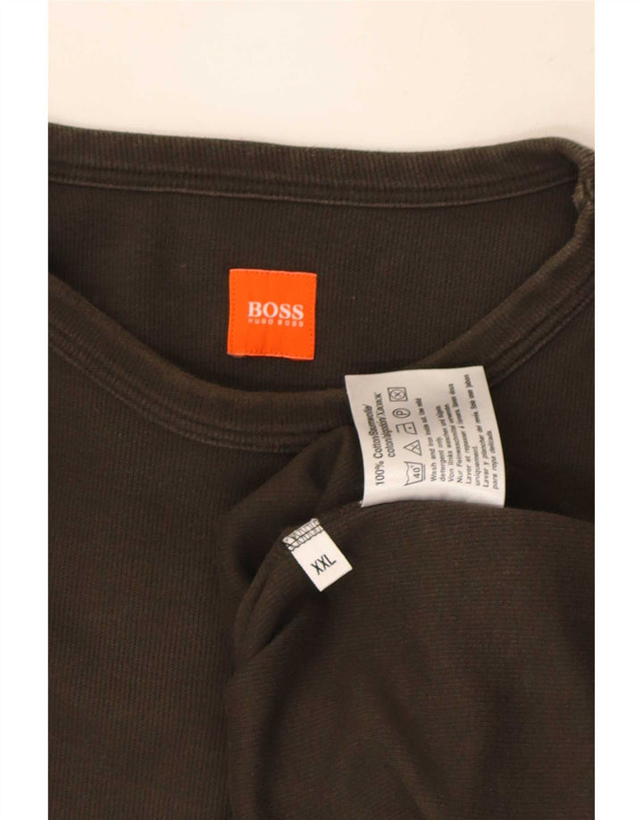 Hugo Boss Mens Top Manga Longa 2XL Algodão Cáqui