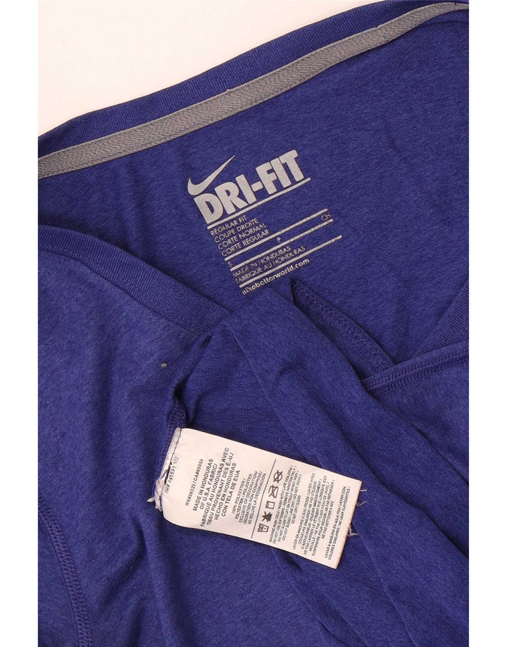 Camiseta Nike Feminina Dri Fit Regular Fit Top UK 10 Pequena Azul Poliéster
