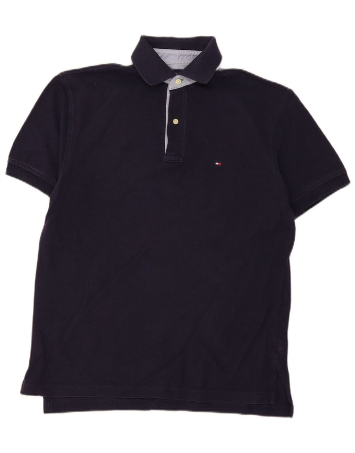 Camisa polo masculina Tommy Hilfiger pequena algodão azul marinho