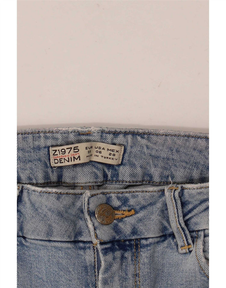 Zara Jeans femininos desgastados slim UE 38 pequeno W28 L28 azul