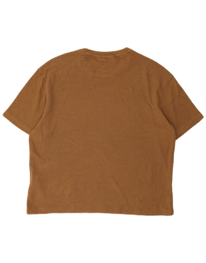 Camiseta masculina Zara Top grande algodão bege