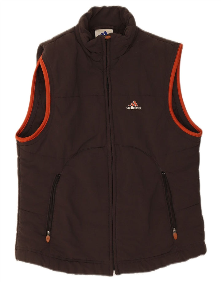 Colete acolchoado feminino Adidas UK 10 pequeno marrom poliamida