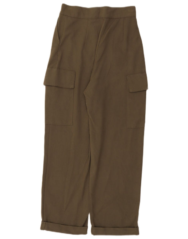 Calça cargo feminina Zara cintura alta solta ajuste médio W28 L26 cáqui