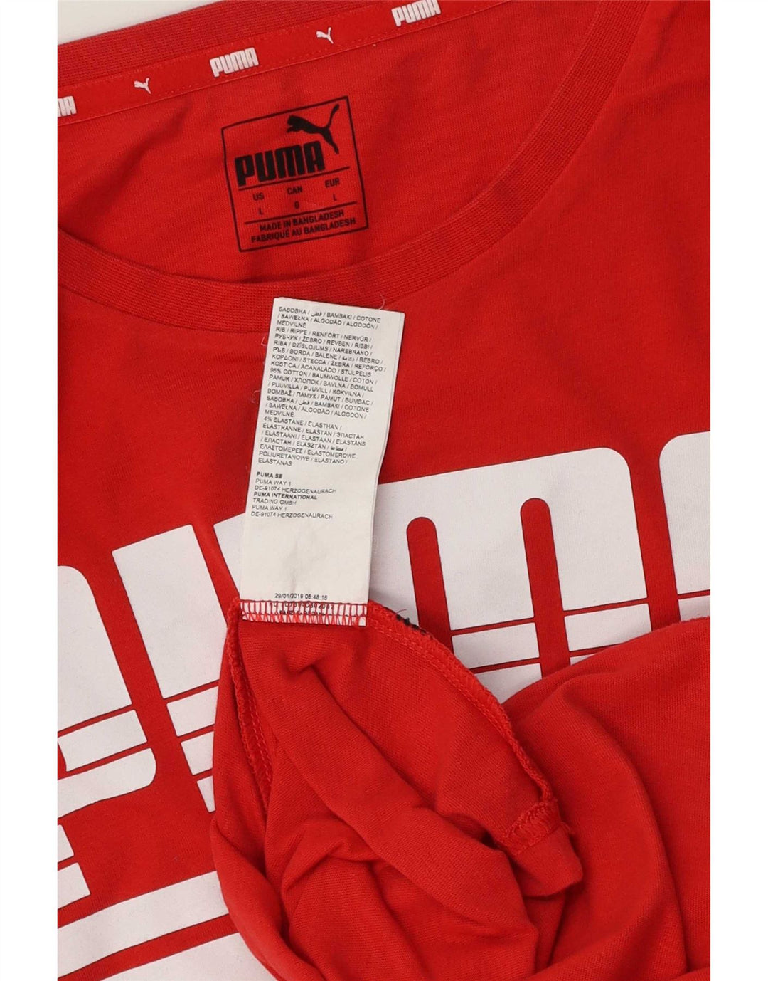 Puma Mens Graphic T-Shirt Top Grande Algodão Vermelho