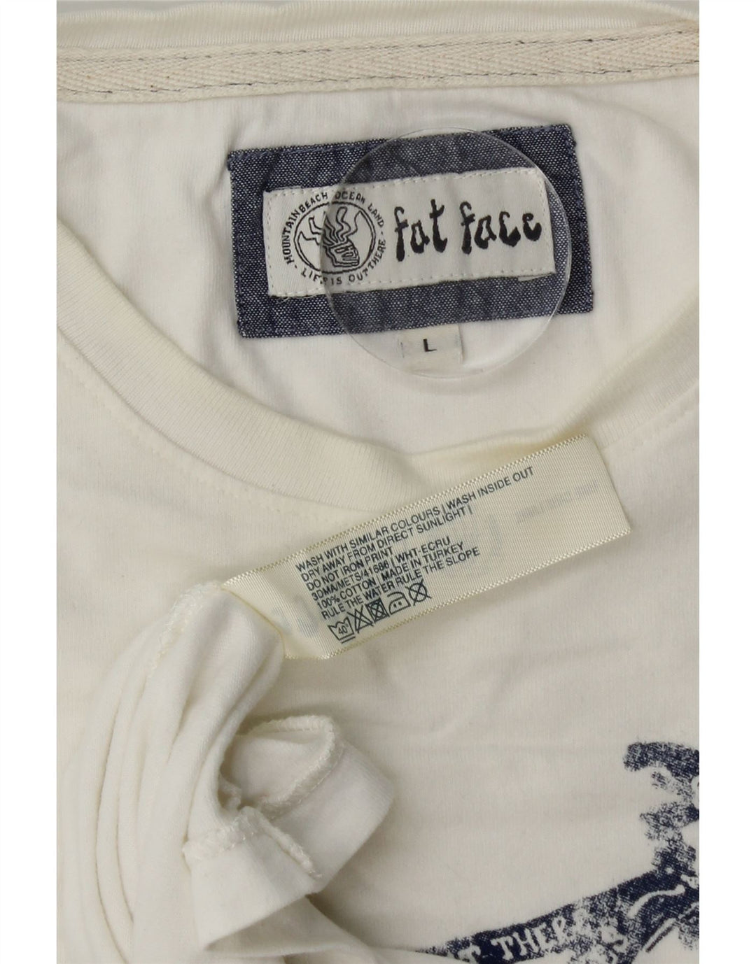 Camiseta gráfica masculina Fat Face Top grande de algodão branco