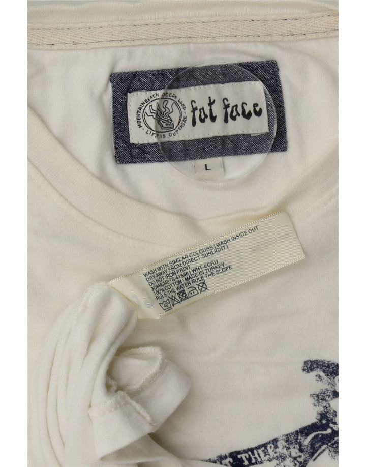 Camiseta gráfica masculina Fat Face Top grande de algodão branco